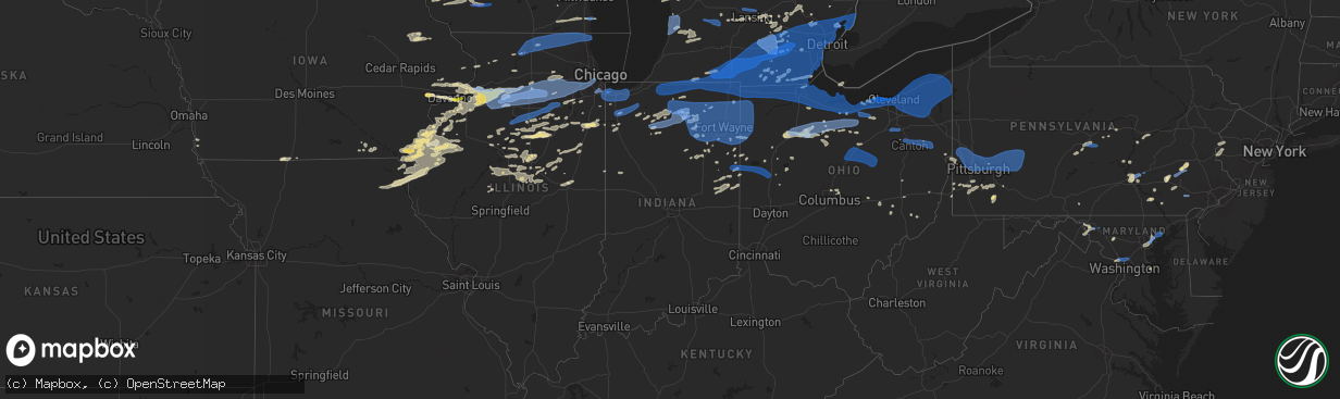 Hail map in Indiana on August 11, 2021