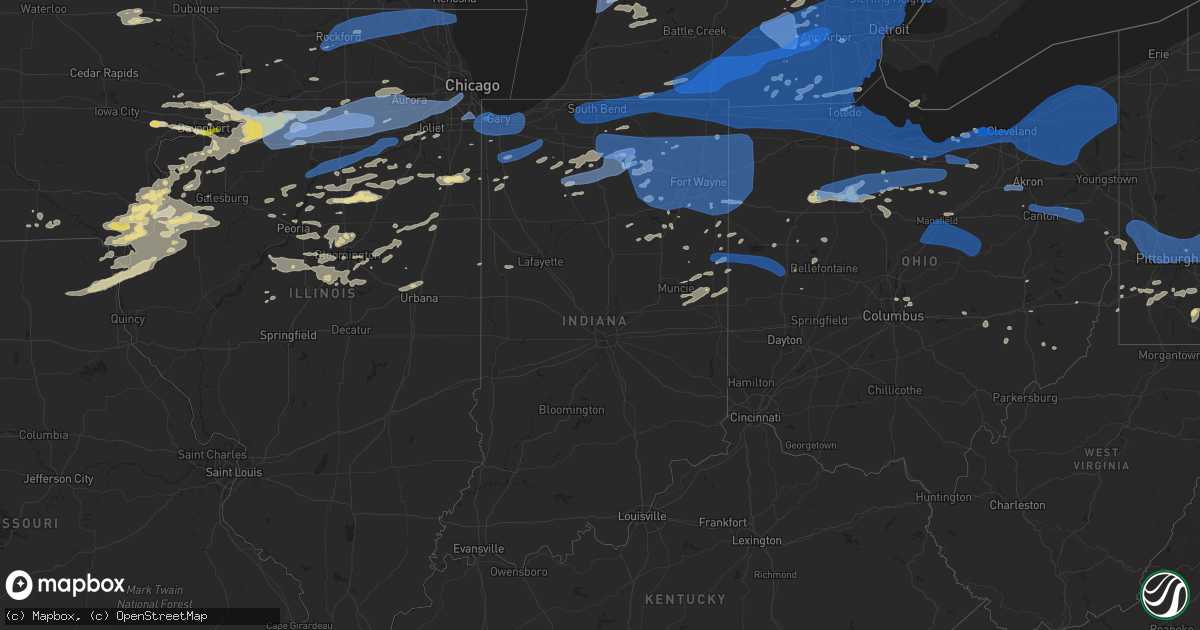 Hail map in Indiana on August 11, 2021