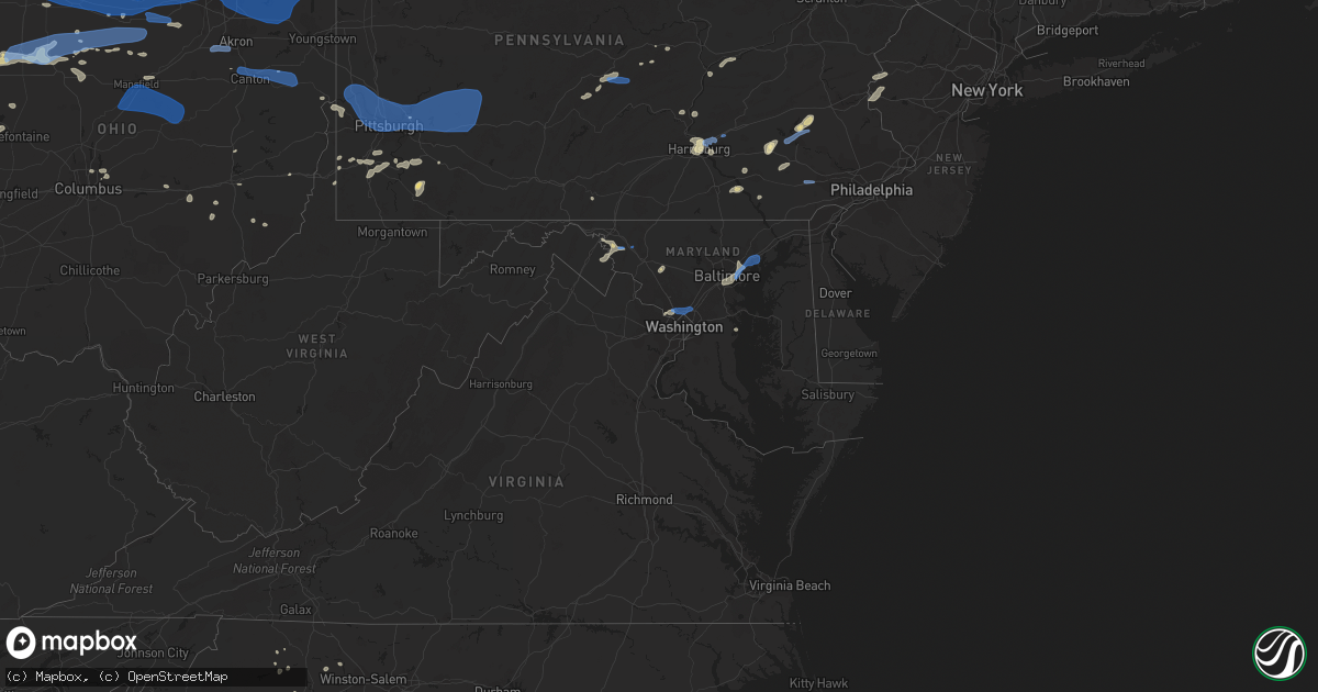 Hail map in Maryland on August 11, 2021