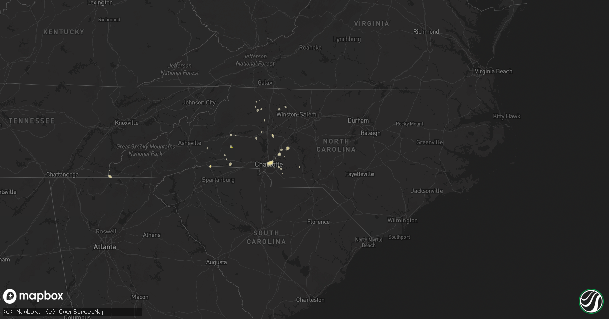 Hail map in North Carolina on August 11, 2021
