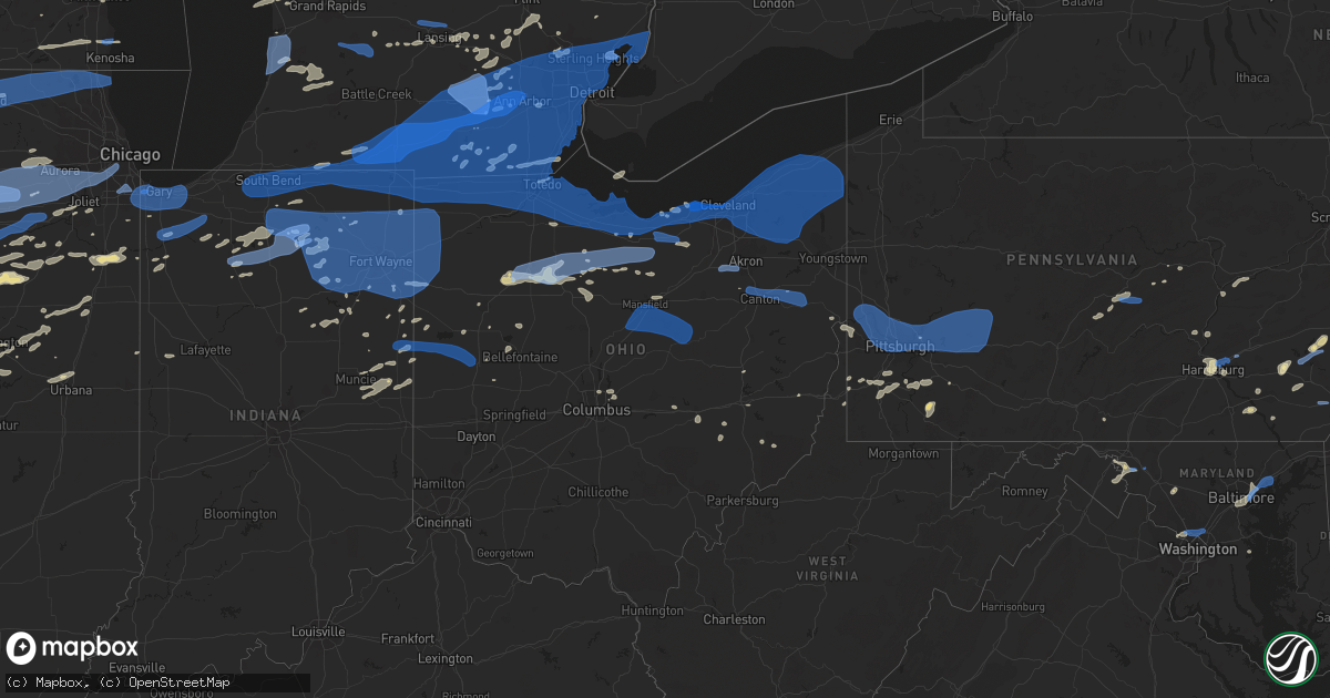 Hail map in Ohio on August 11, 2021