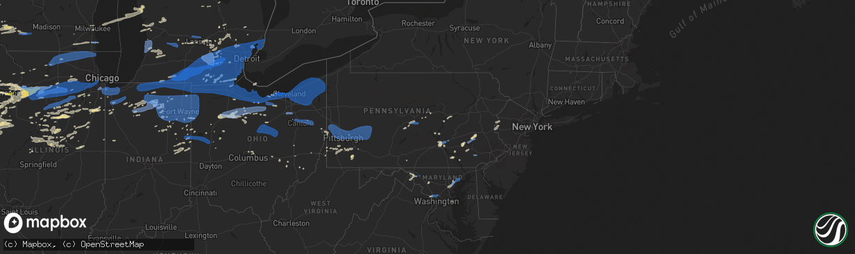 Hail map in Pennsylvania on August 11, 2021