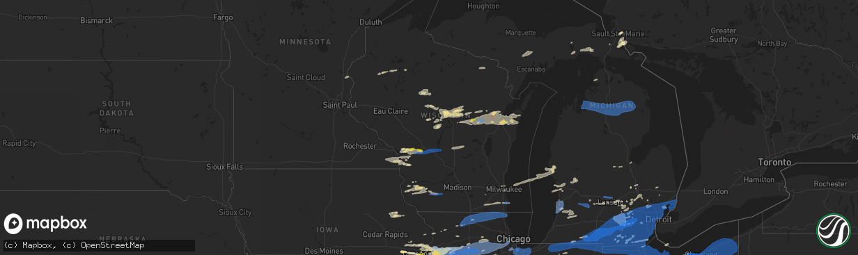 Hail map in Wisconsin on August 11, 2021