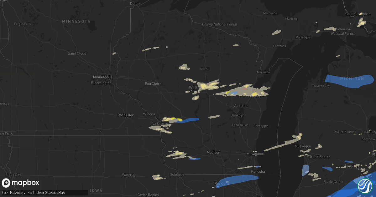 Hail map in Wisconsin on August 11, 2021