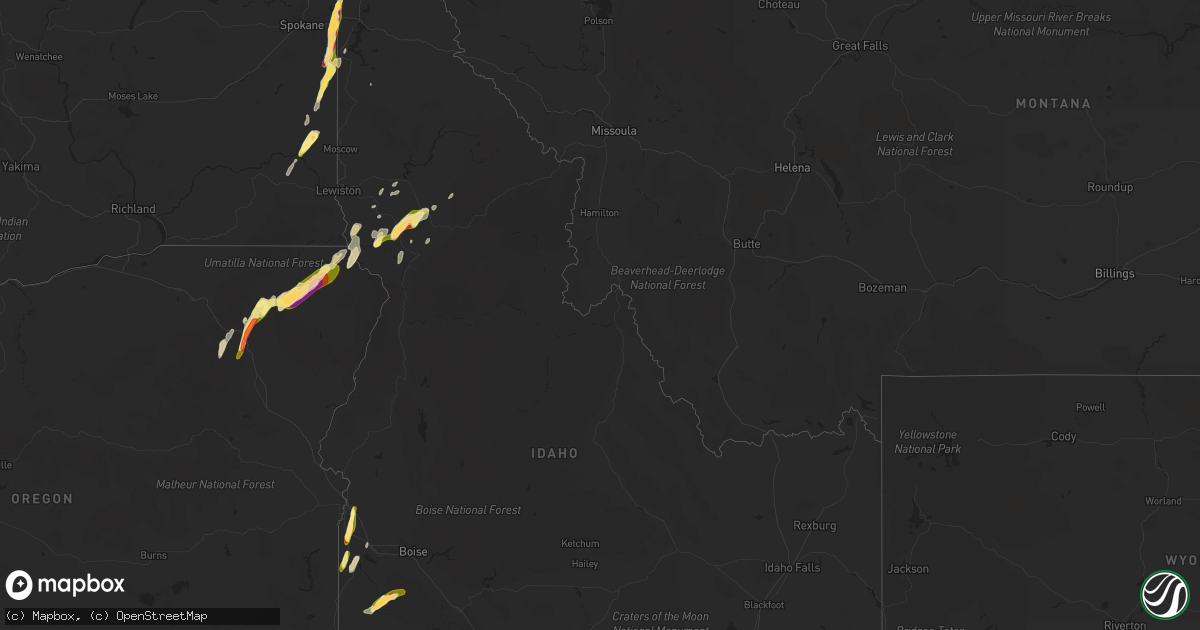 Hail map in Idaho on August 11, 2022