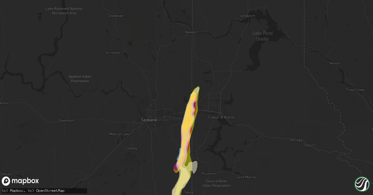 Hail map in Newman Lake, WA on August 11, 2022