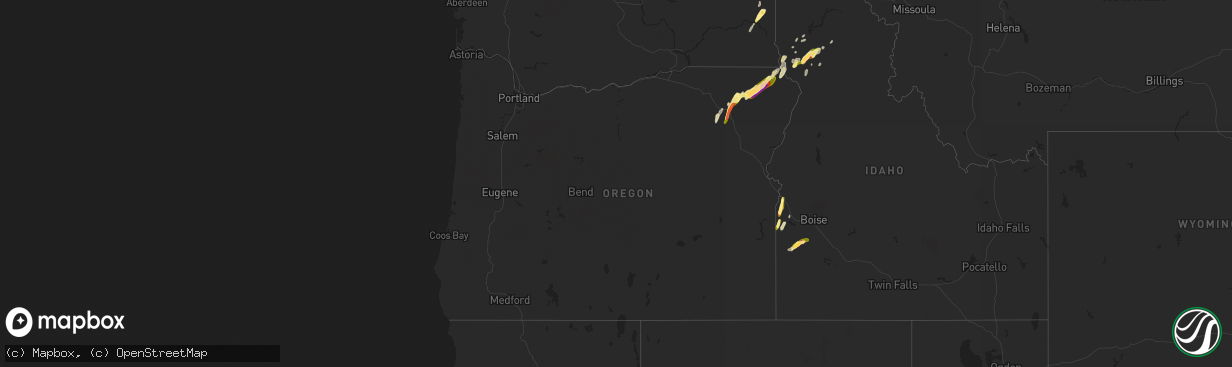 Hail map in Oregon on August 11, 2022