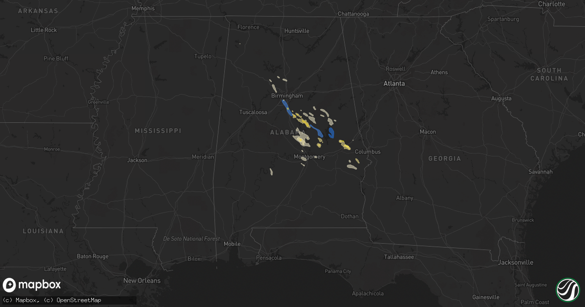 Hail map in Alabama on August 11, 2023