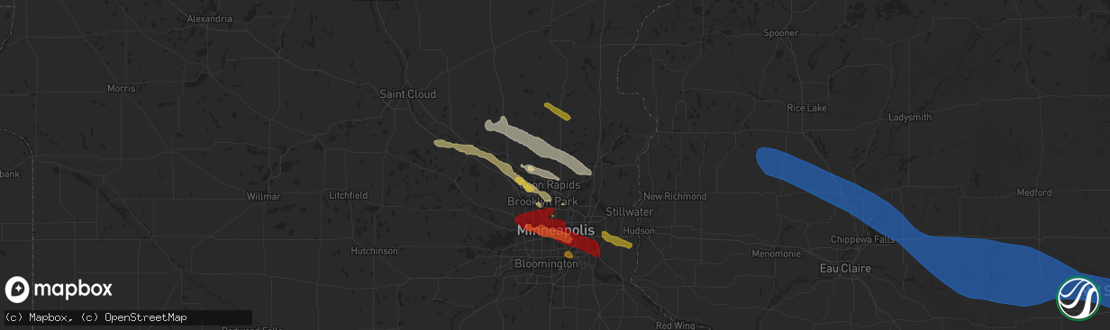 Hail map in Andover, MN on August 11, 2023