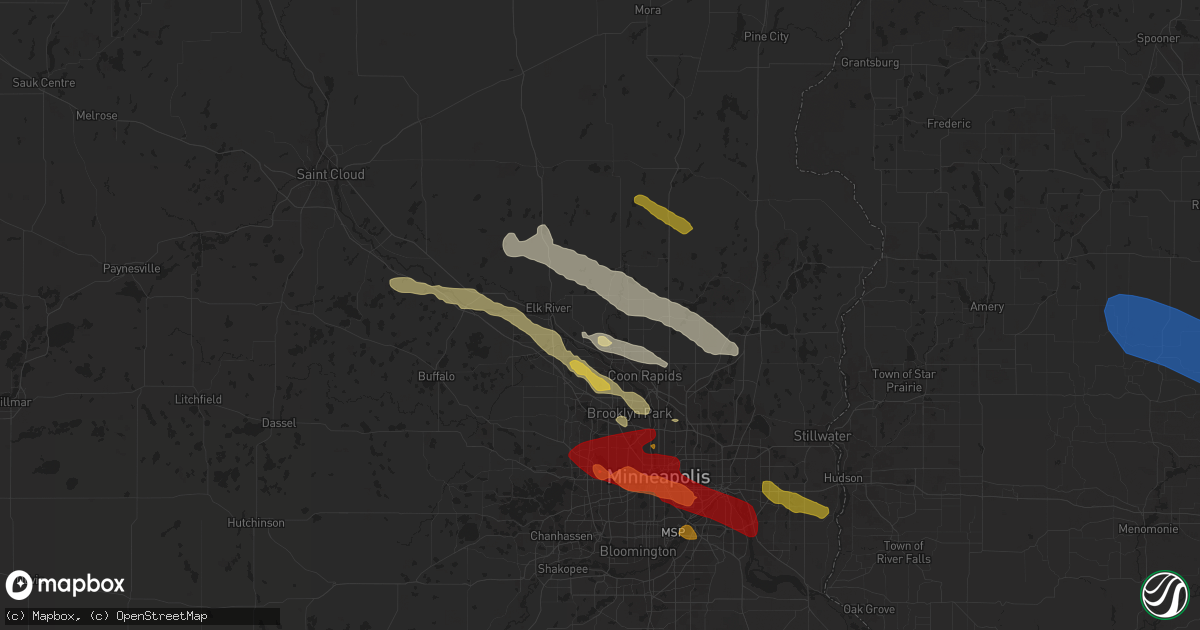 Hail map in Anoka, MN on August 11, 2023