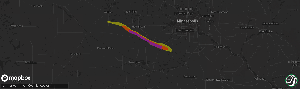 Hail map in Arlington, MN on August 11, 2023