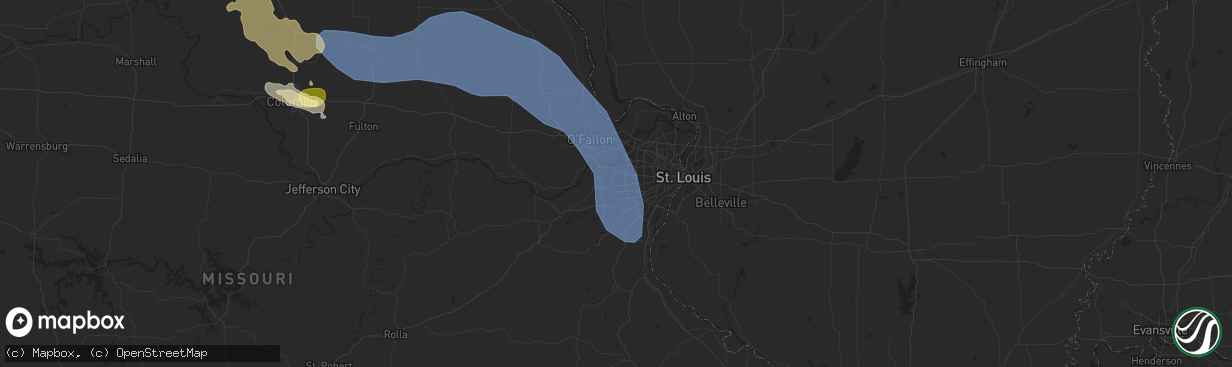 Hail map in Ballwin, MO on August 11, 2023