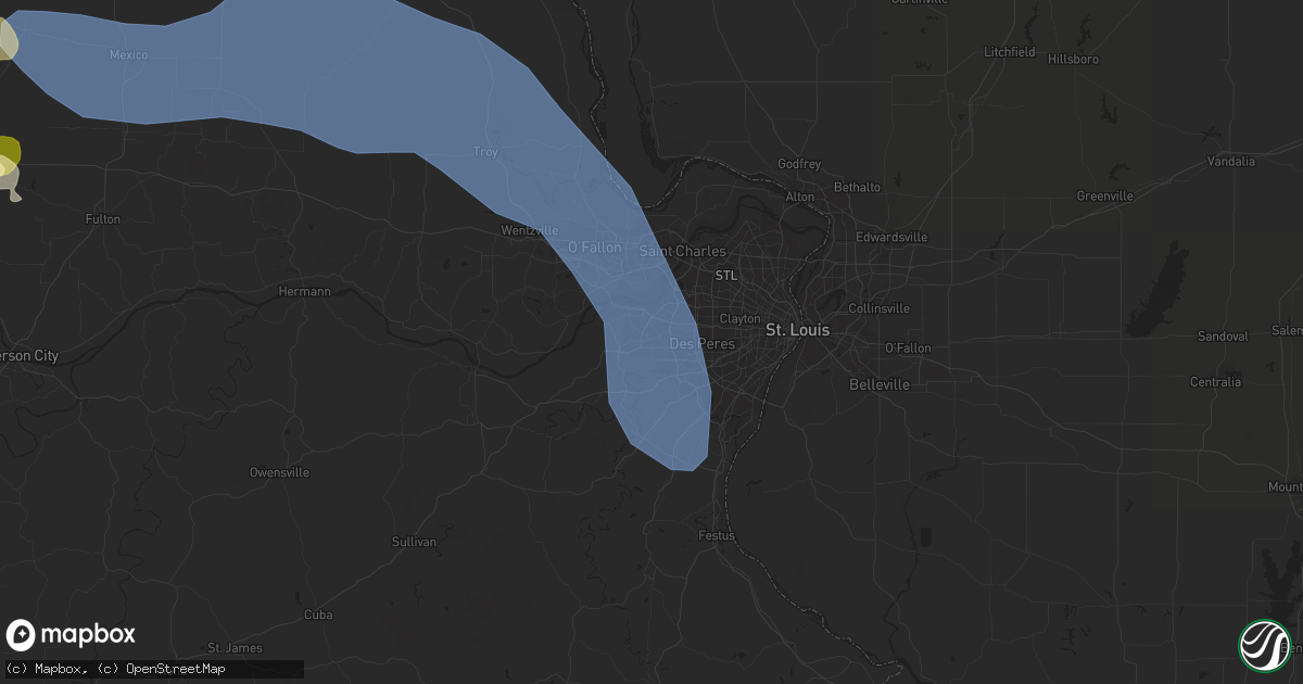 Hail map in Ballwin, MO on August 11, 2023