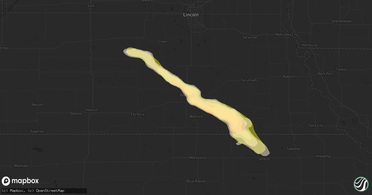 Hail map in Beatrice, NE on August 11, 2023