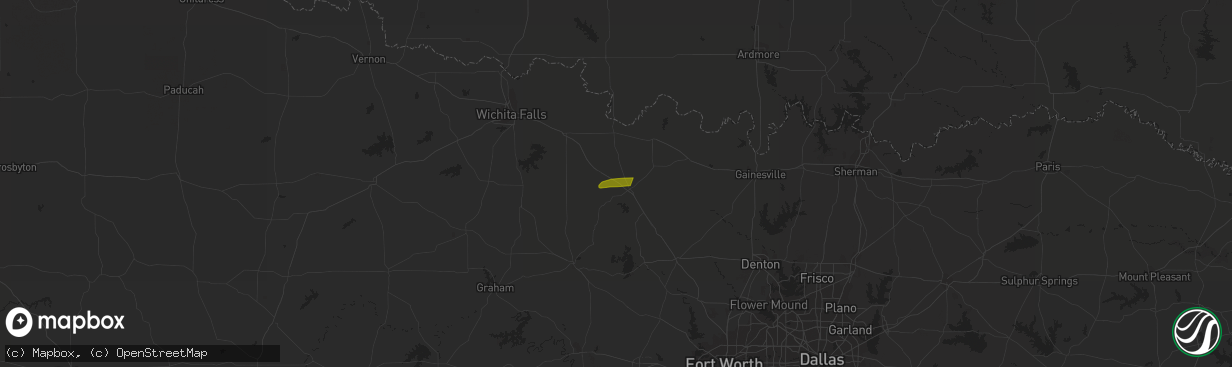 Hail map in Bowie, TX on August 11, 2023