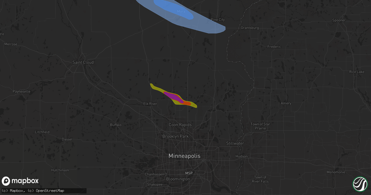 Hail map in Cedar, MN on August 11, 2023