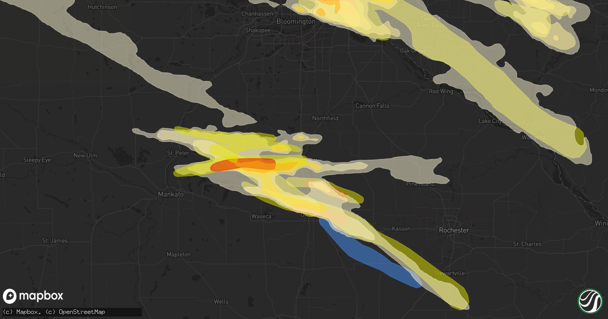Hail map in Faribault, MN on August 11, 2023