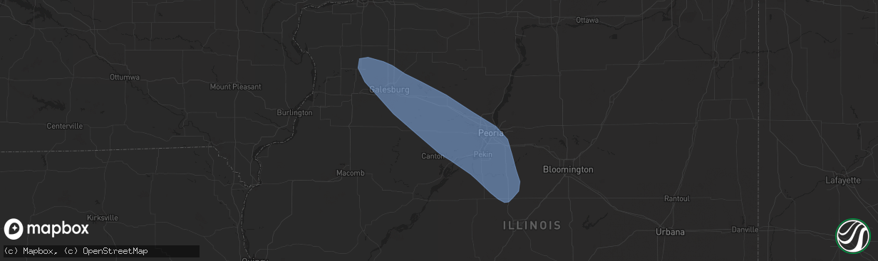 Hail map in Farmington, IL on August 11, 2023