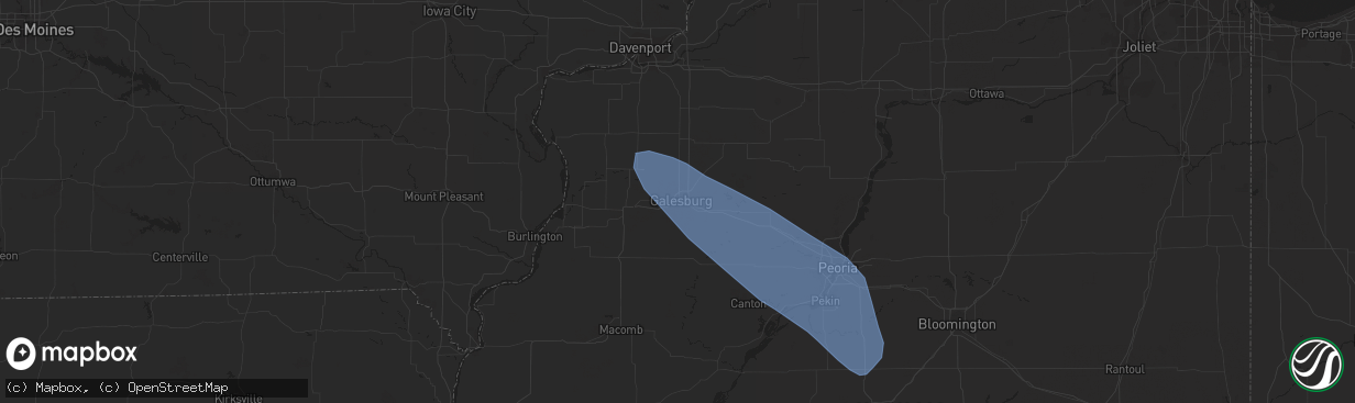 Hail map in Galesburg, IL on August 11, 2023