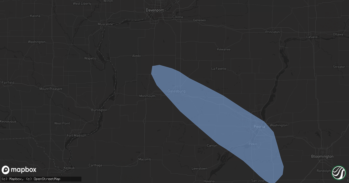 Hail map in Galesburg, IL on August 11, 2023