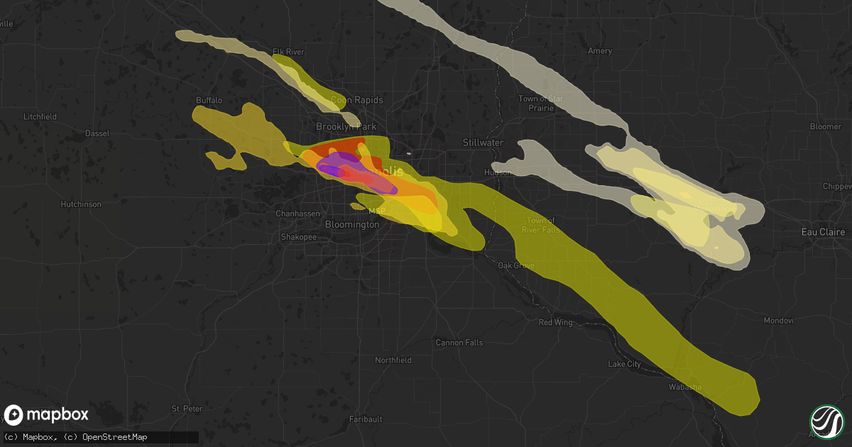 Hail map in Inver Grove Heights, MN on August 11, 2023