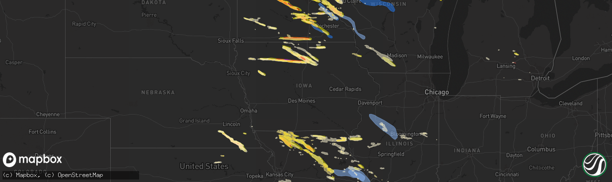 Hail map in Iowa on August 11, 2023