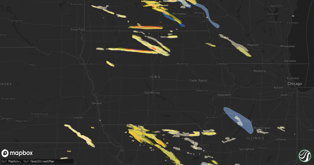 Hail map in Iowa on August 11, 2023