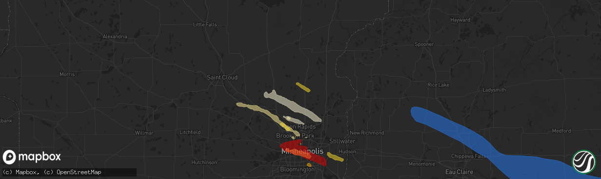 Hail map in Isanti, MN on August 11, 2023