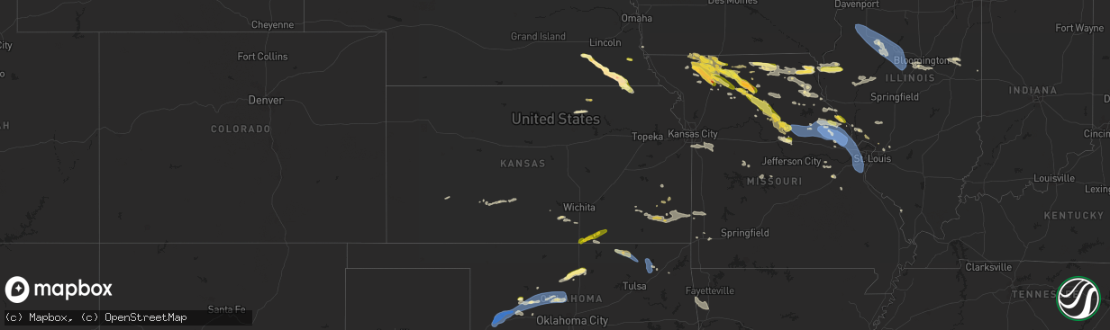 Hail map in Kansas on August 11, 2023