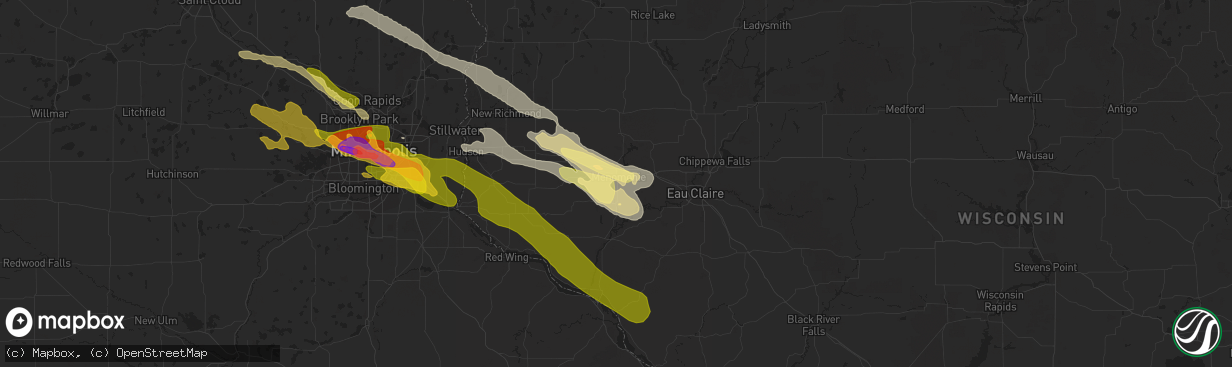 Hail map in Menomonie, WI on August 11, 2023