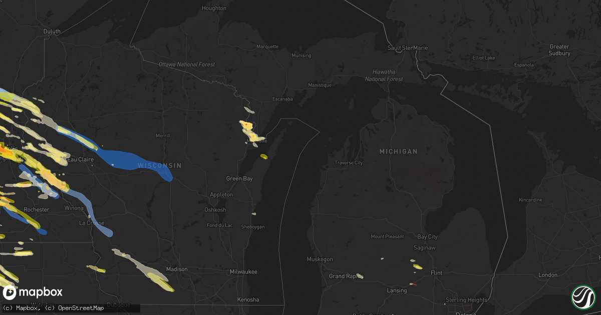 Hail map in Michigan on August 11, 2023