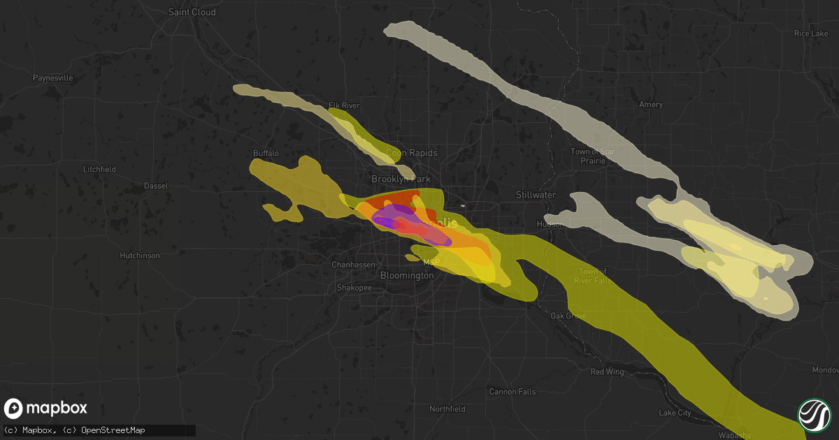 Hail map in Minneapolis, MN on August 11, 2023