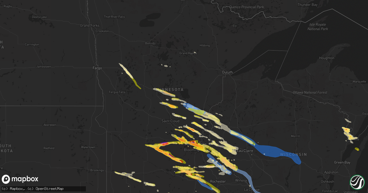 Hail map in Minnesota on August 11, 2023