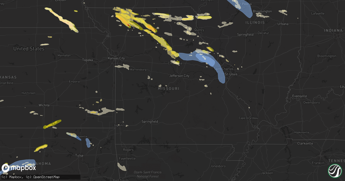 Hail map in Missouri on August 11, 2023