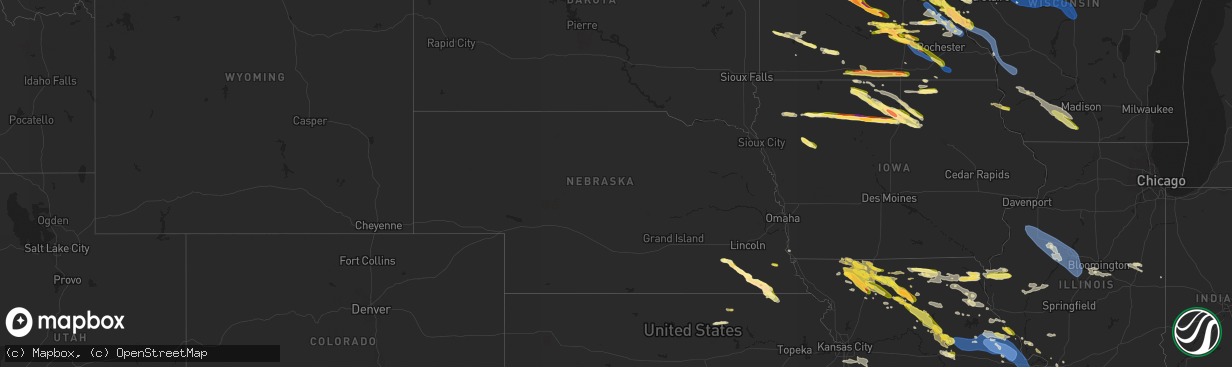 Hail map in Nebraska on August 11, 2023