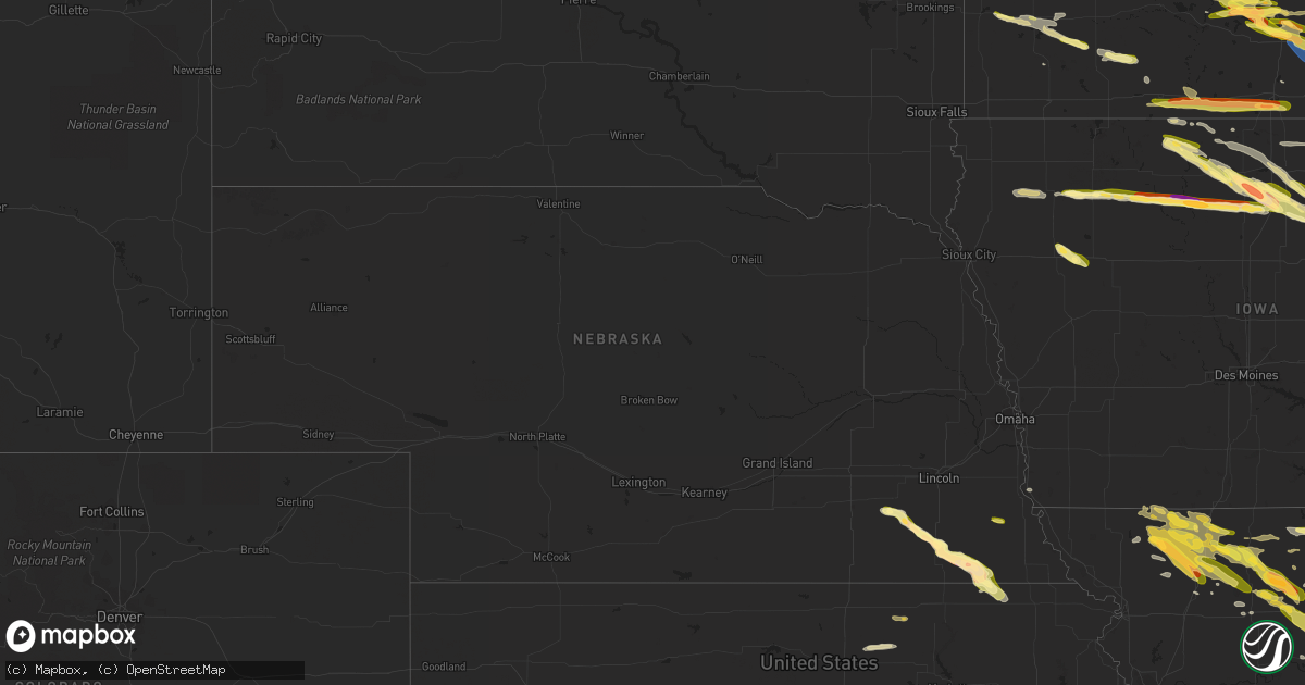 Hail map in Nebraska on August 11, 2023