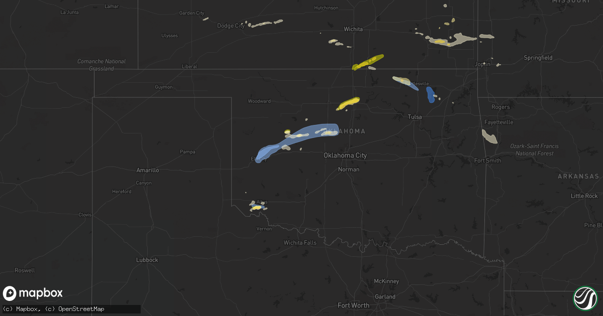 Hail map in Oklahoma on August 11, 2023