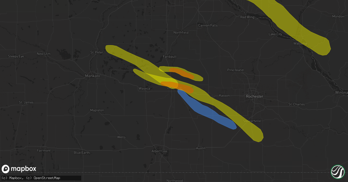 Hail map in Owatonna, MN on August 11, 2023