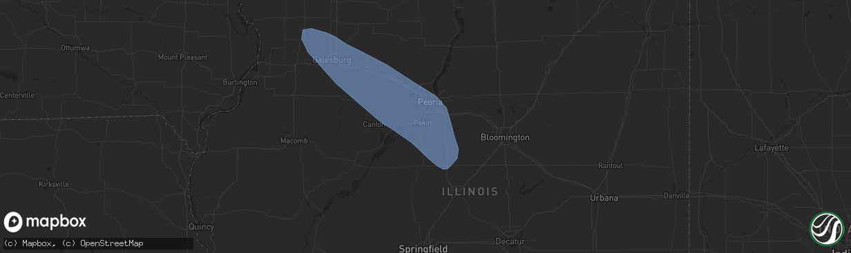 Hail map in Pekin, IL on August 11, 2023