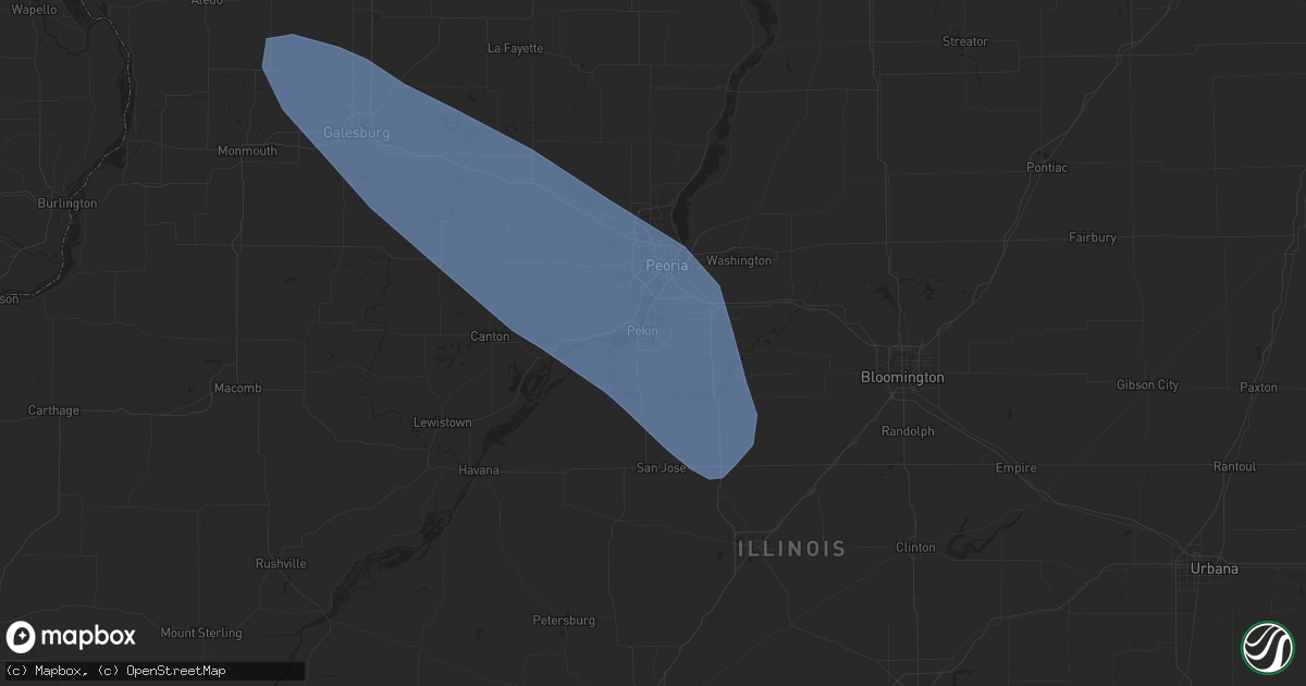 Hail map in Pekin, IL on August 11, 2023