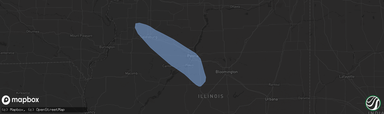 Hail map in Peoria, IL on August 11, 2023