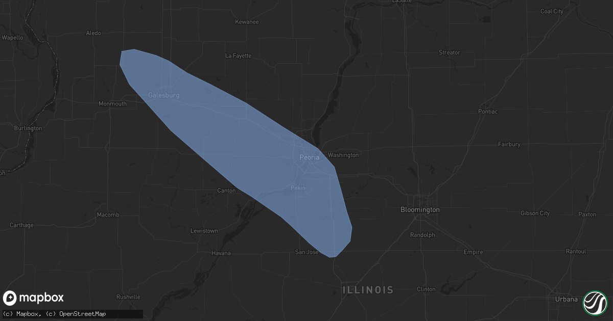 Hail map in Peoria, IL on August 11, 2023