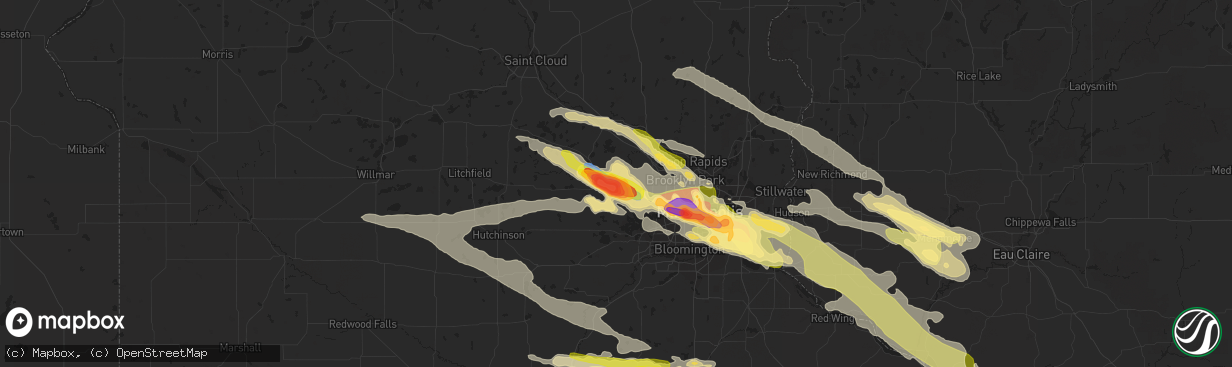 Hail map in Rockford, MN on August 11, 2023