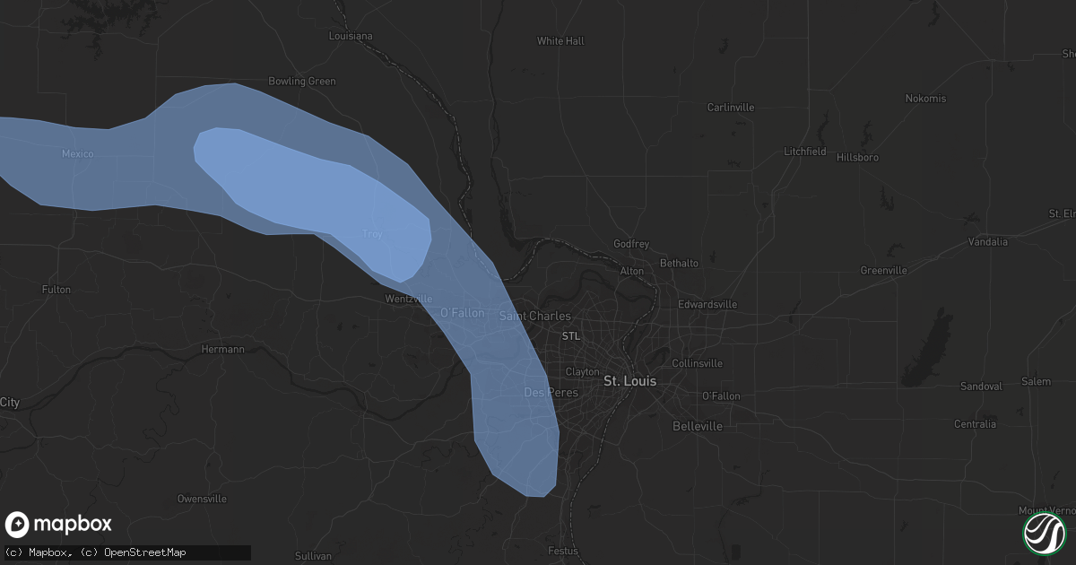 Hail map in Saint Charles, MO on August 11, 2023