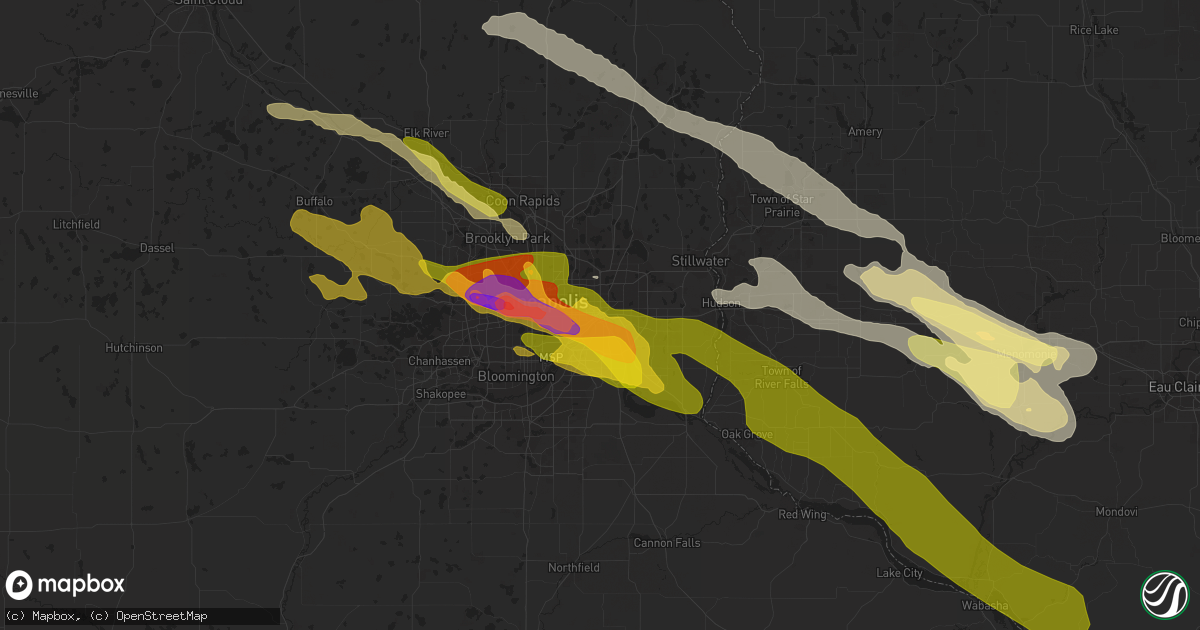 Hail map in Saint Paul, MN on August 11, 2023