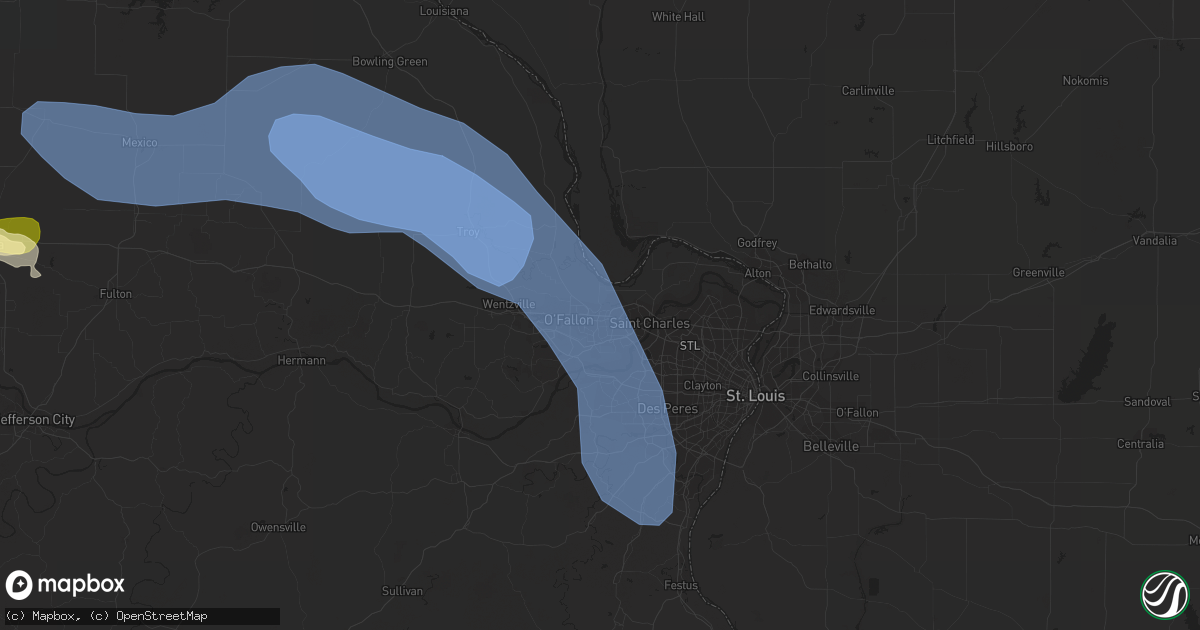 Hail map in Saint Peters, MO on August 11, 2023