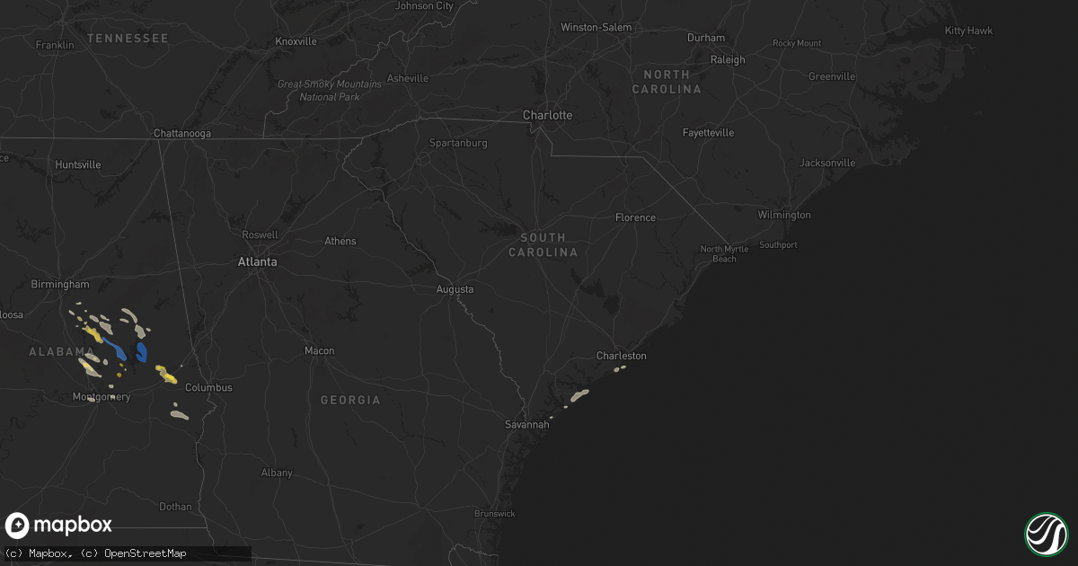 Hail map in South Carolina on August 11, 2023
