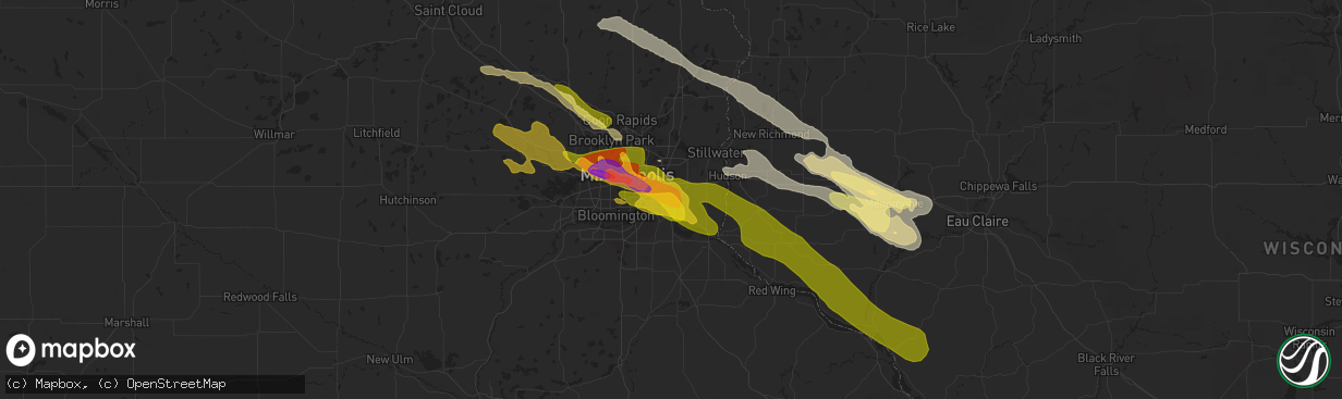 Hail map in South Saint Paul, MN on August 11, 2023