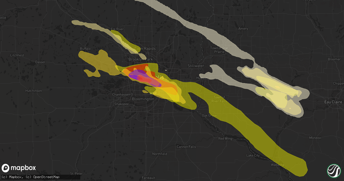 Hail map in South Saint Paul, MN on August 11, 2023
