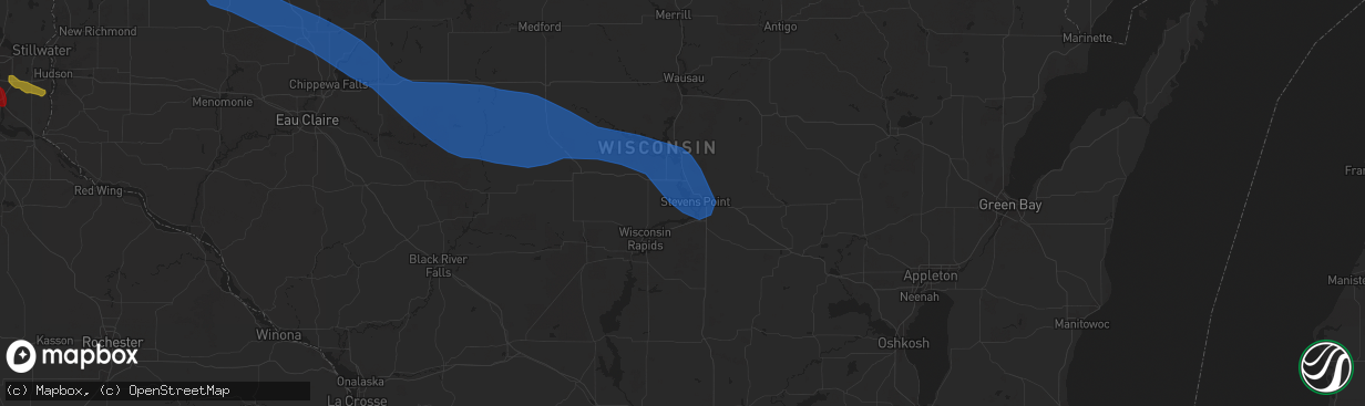 Hail map in Stevens Point, WI on August 11, 2023